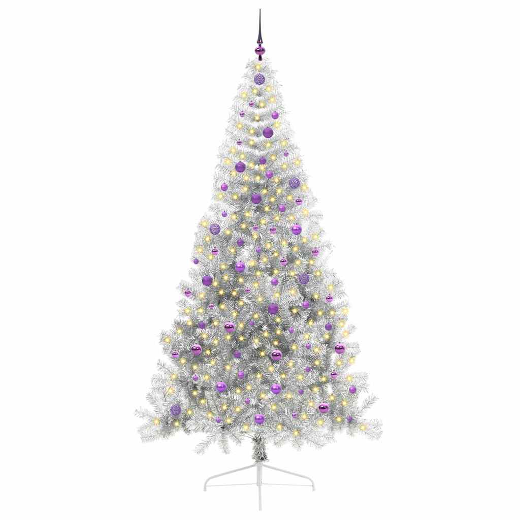 Albero di Natale artificiale con luci integrate Argento 240 cm