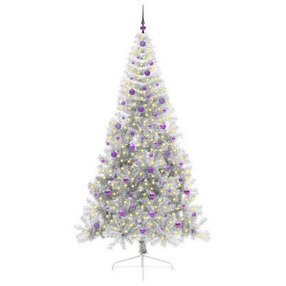 Albero di Natale artificiale con luci integrate Argento 240 cm