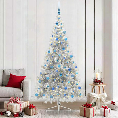 Albero di Natale artificiale con luci integrate Argento 240 cm