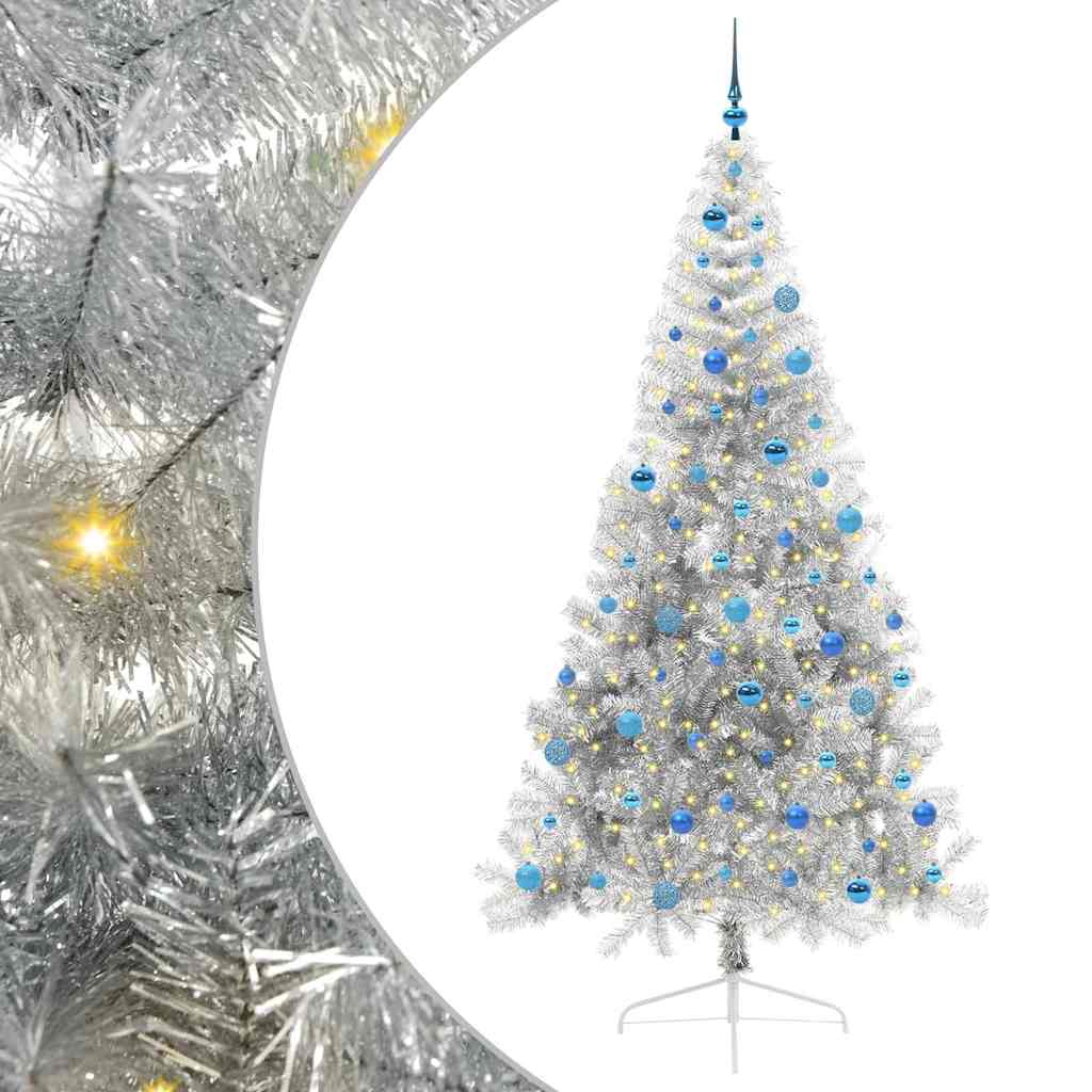 Albero di Natale artificiale con luci integrate Argento 240 cm