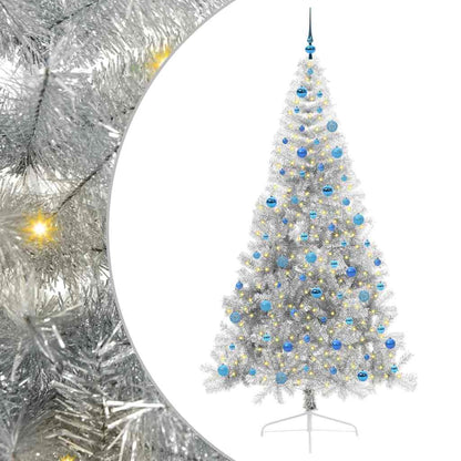 Albero di Natale artificiale con luci integrate Argento 240 cm