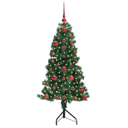 Albero di Natale Artificiale Angolare con 150 LED Verde 120 cm
