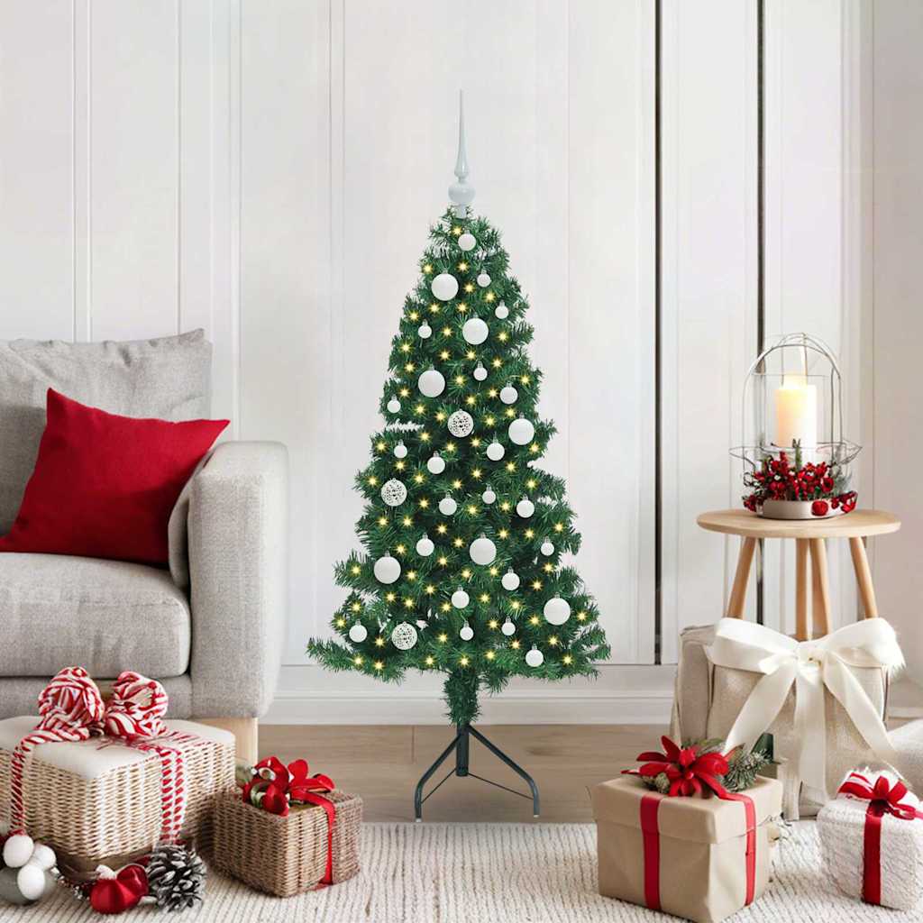 Albero di Natale Artificiale Angolare con 150 LED Verde 120 cm | homemem39