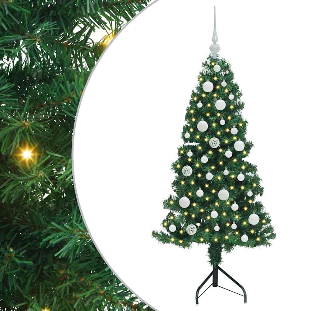 Albero di Natale Artificiale Angolare con 150 LED Verde 120 cm | homemem39