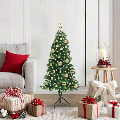 Albero di Natale Artificiale Angolare con 150 LED Verde 120 cm