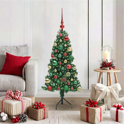 Albero di Natale Artificiale Angolare con 150 LED Verde 120 cm