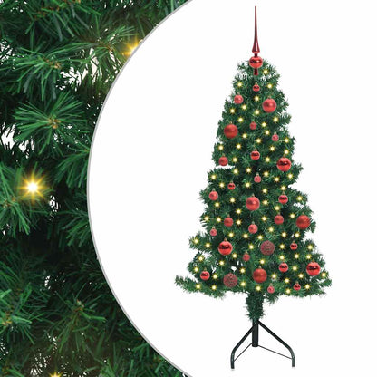 Albero di Natale Artificiale Angolare con 150 LED Verde 150 cm | homemem39