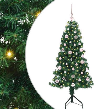 Albero di Natale Artificiale Angolare con 150 LED Verde 150 cm | homemem39