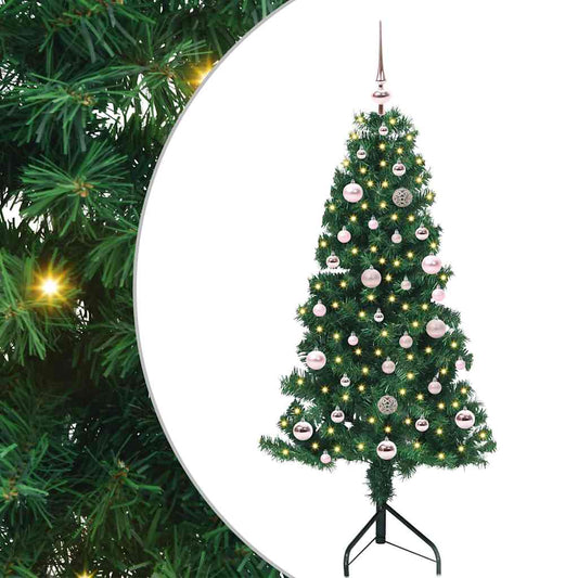 Albero di Natale Artificiale Angolare con 150 LED Verde 150 cm | homemem39