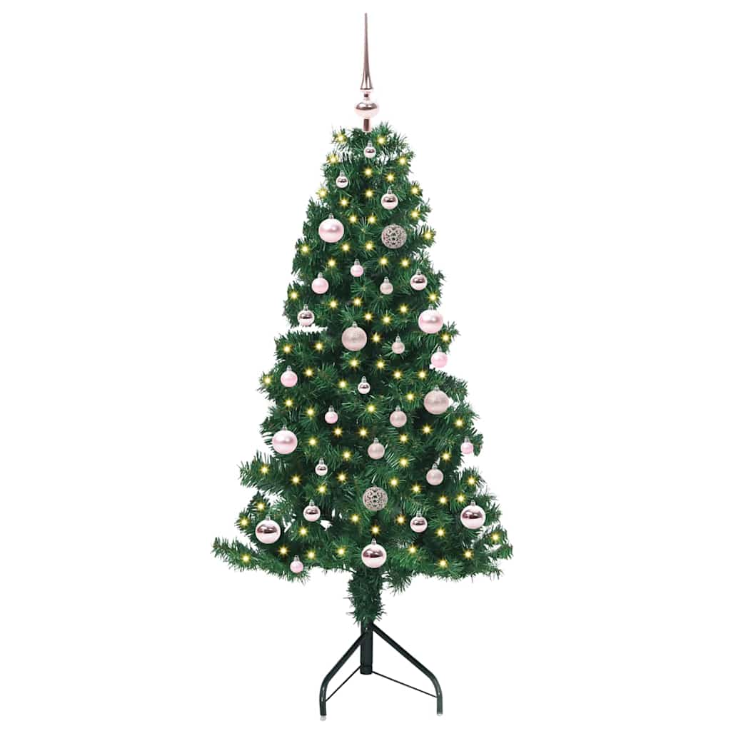 Albero di Natale Artificiale Angolare con 150 LED Verde 150 cm | homemem39