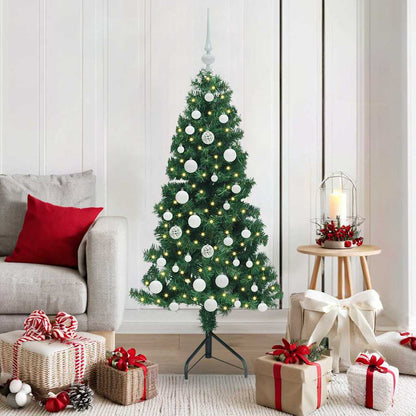 Albero di Natale Artificiale Angolare con 150 LED Verde 150 cm | homemem39