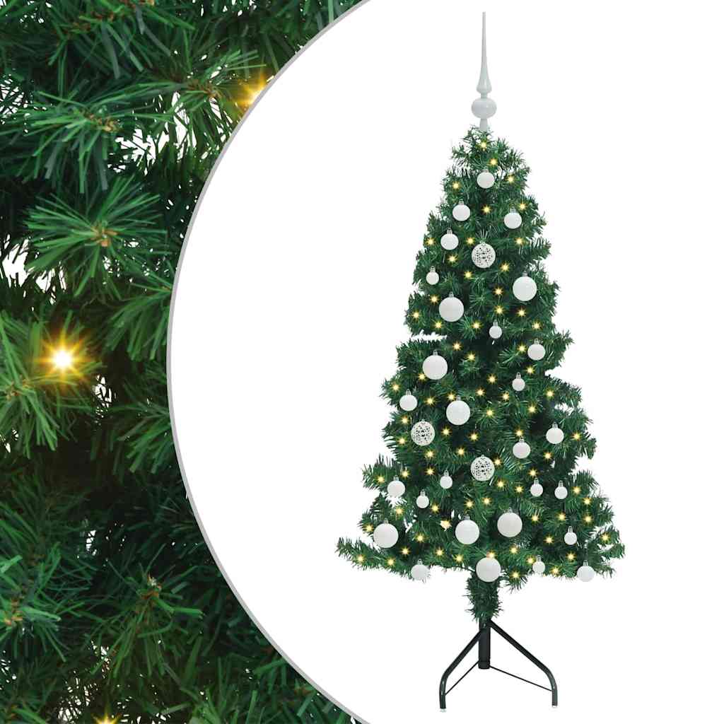 Albero di Natale Artificiale Angolare con 150 LED Verde 150 cm | homemem39