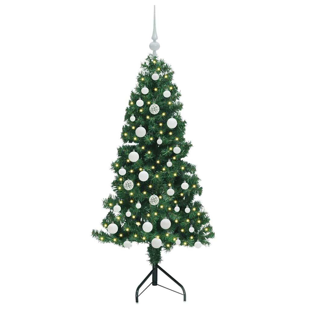 Albero di Natale Artificiale Angolare con 150 LED Verde 150 cm | homemem39