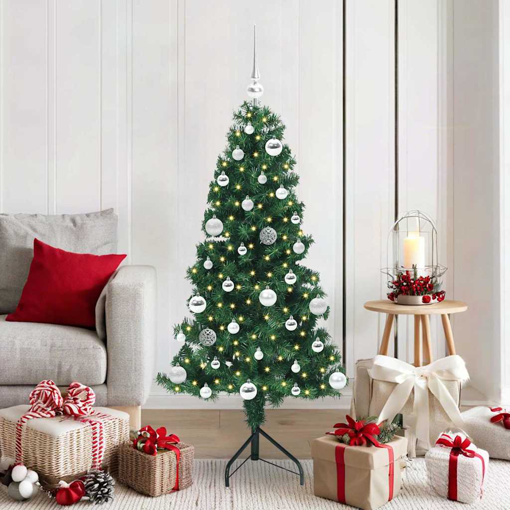 Albero di Natale Artificiale Angolare con 150 LED Verde 150 cm | homemem39