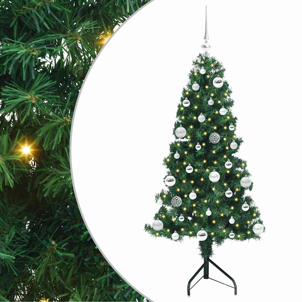 Albero di Natale Artificiale Angolare con 150 LED Verde 150 cm | homemem39