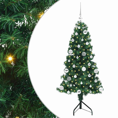 Albero di Natale Artificiale Angolare con 150 LED Verde 150 cm | homemem39