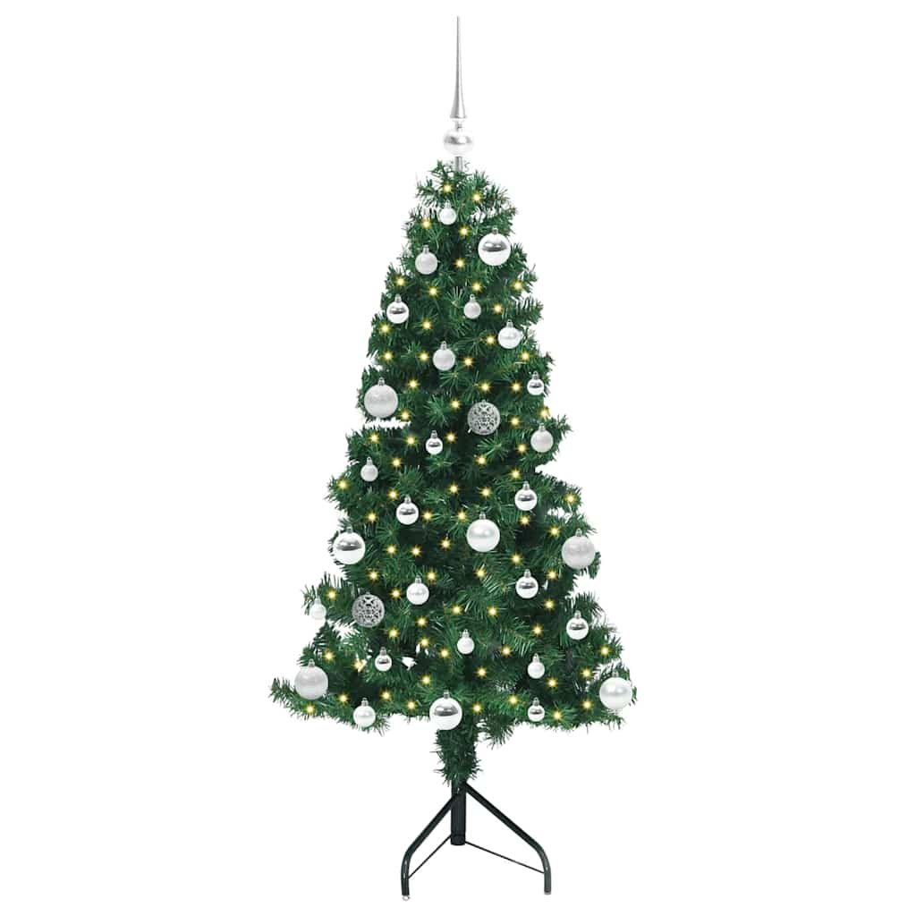 Albero di Natale Artificiale Angolare con 150 LED Verde 150 cm | homemem39