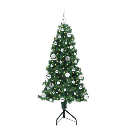 Albero di Natale Artificiale Angolare con 150 LED Verde 150 cm | homemem39