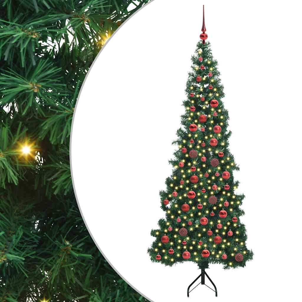 Albero di Natale Artificiale Angolare con 300 LED Verde 180 cm | homemem39