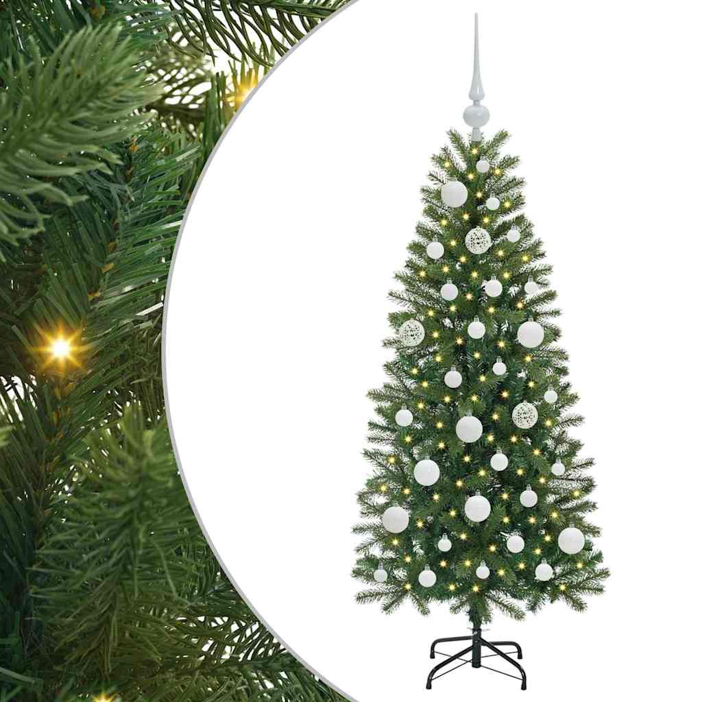 Albero di Natale artificiale con 150 LED Verde 120 cm PE e PVC