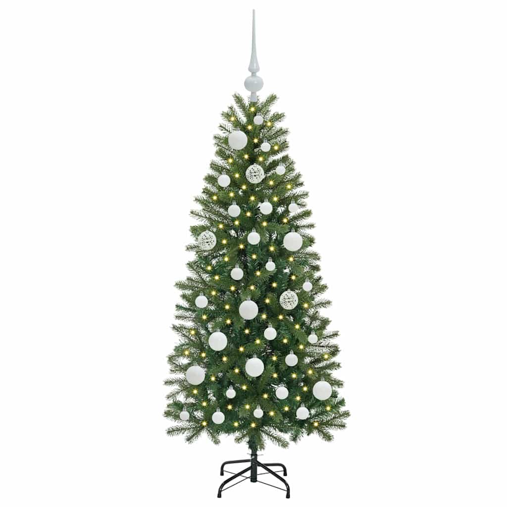 Albero di Natale artificiale con 150 LED Verde 120 cm PE e PVC