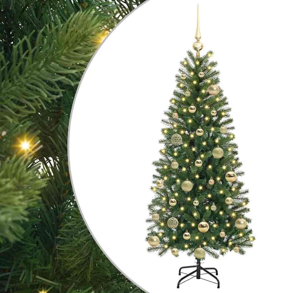 Albero di Natale artificiale con 150 LED Verde 120 cm PE e PVC