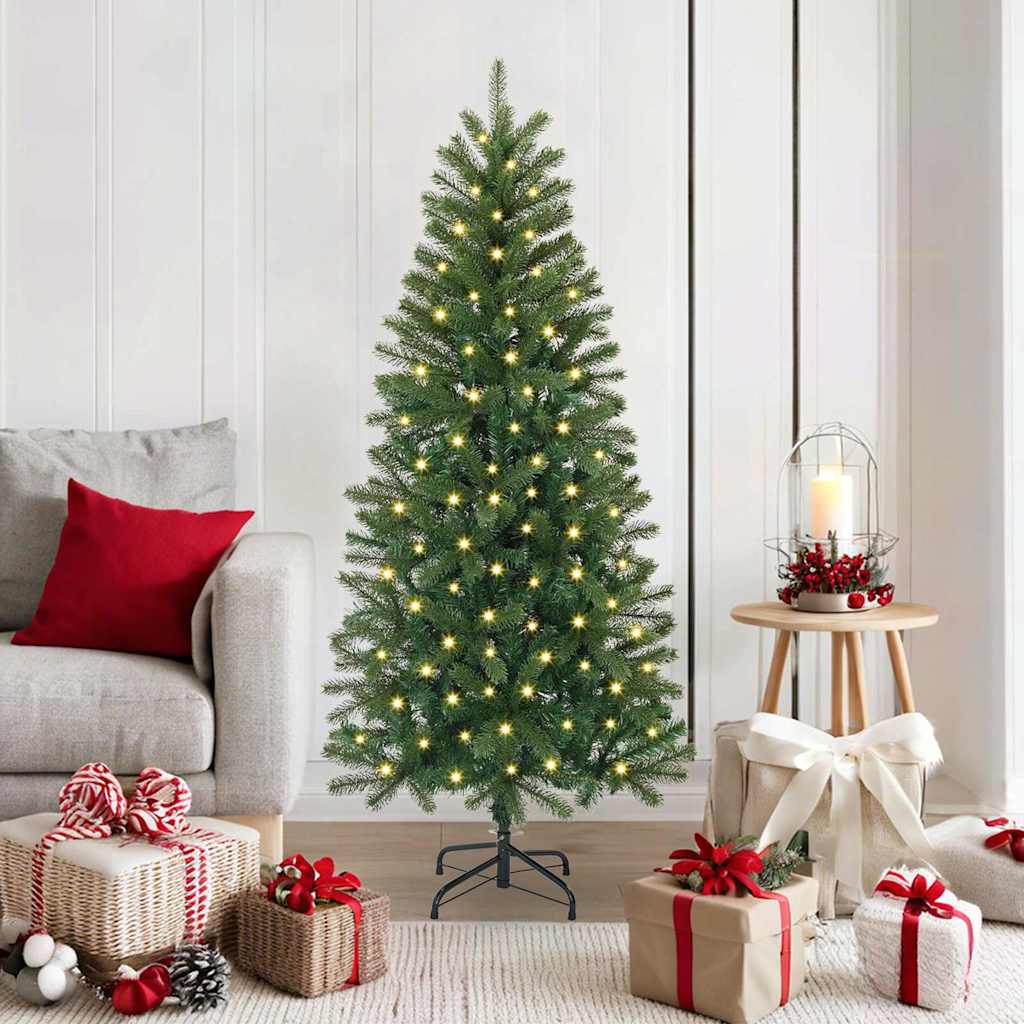 Albero di Natale artificiale con 150 LED Verde 150 cm PE e PVC