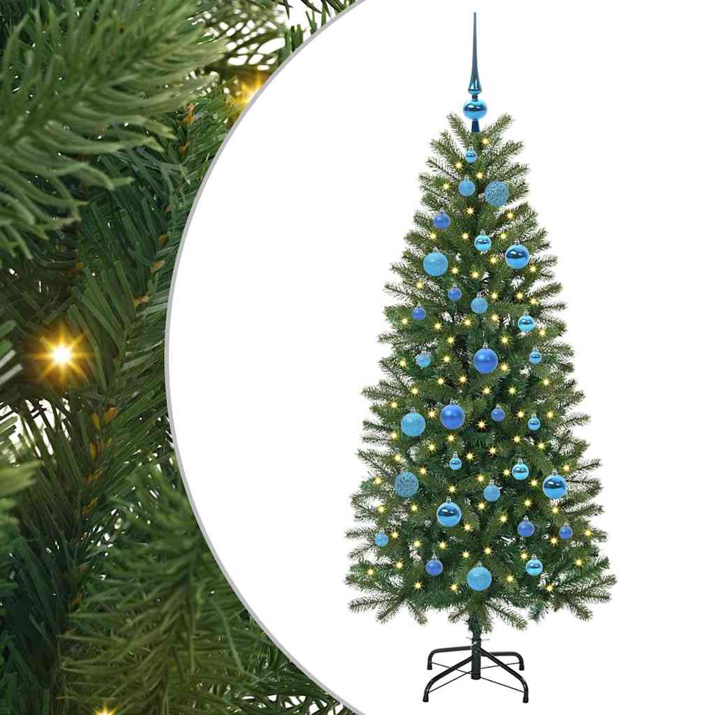 Albero di Natale artificiale con 150 LED Verde 150 cm PE e PVC