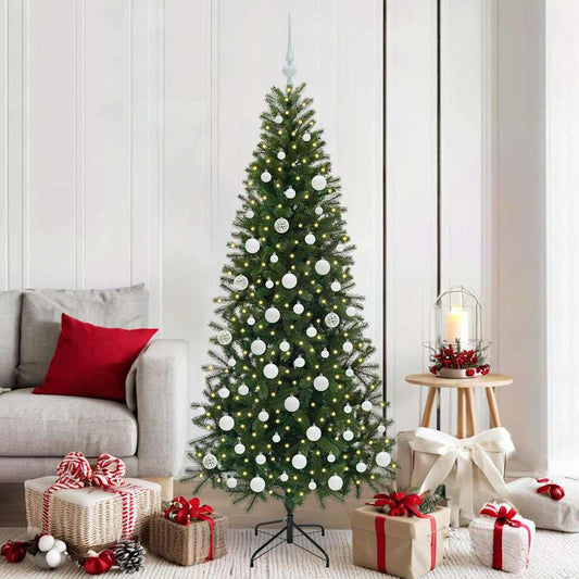 Albero di Natale artificiale con 300 LED Verde 180 cm PE e PVC