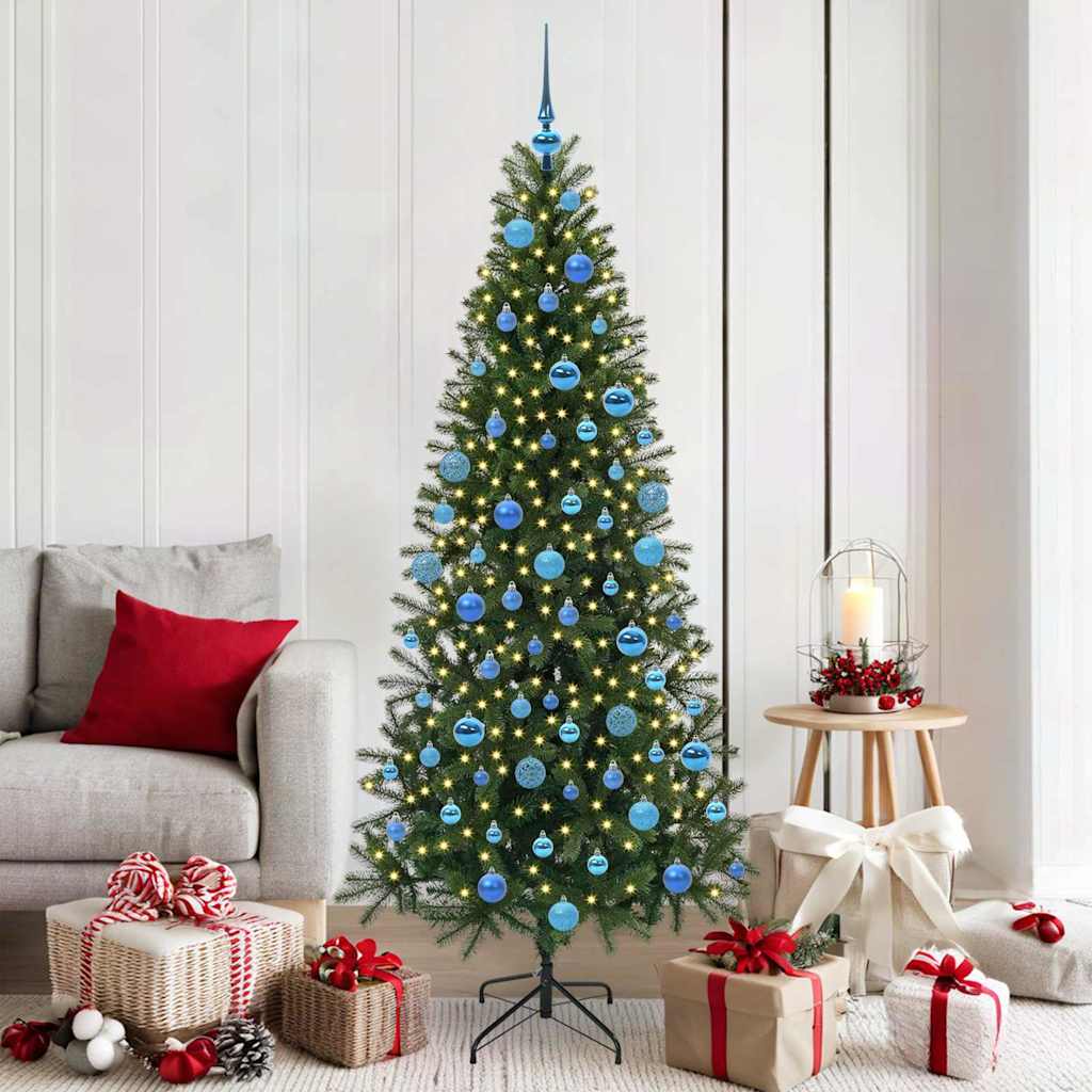 Albero di Natale artificiale con 300 LED Verde 180 cm PE e PVC