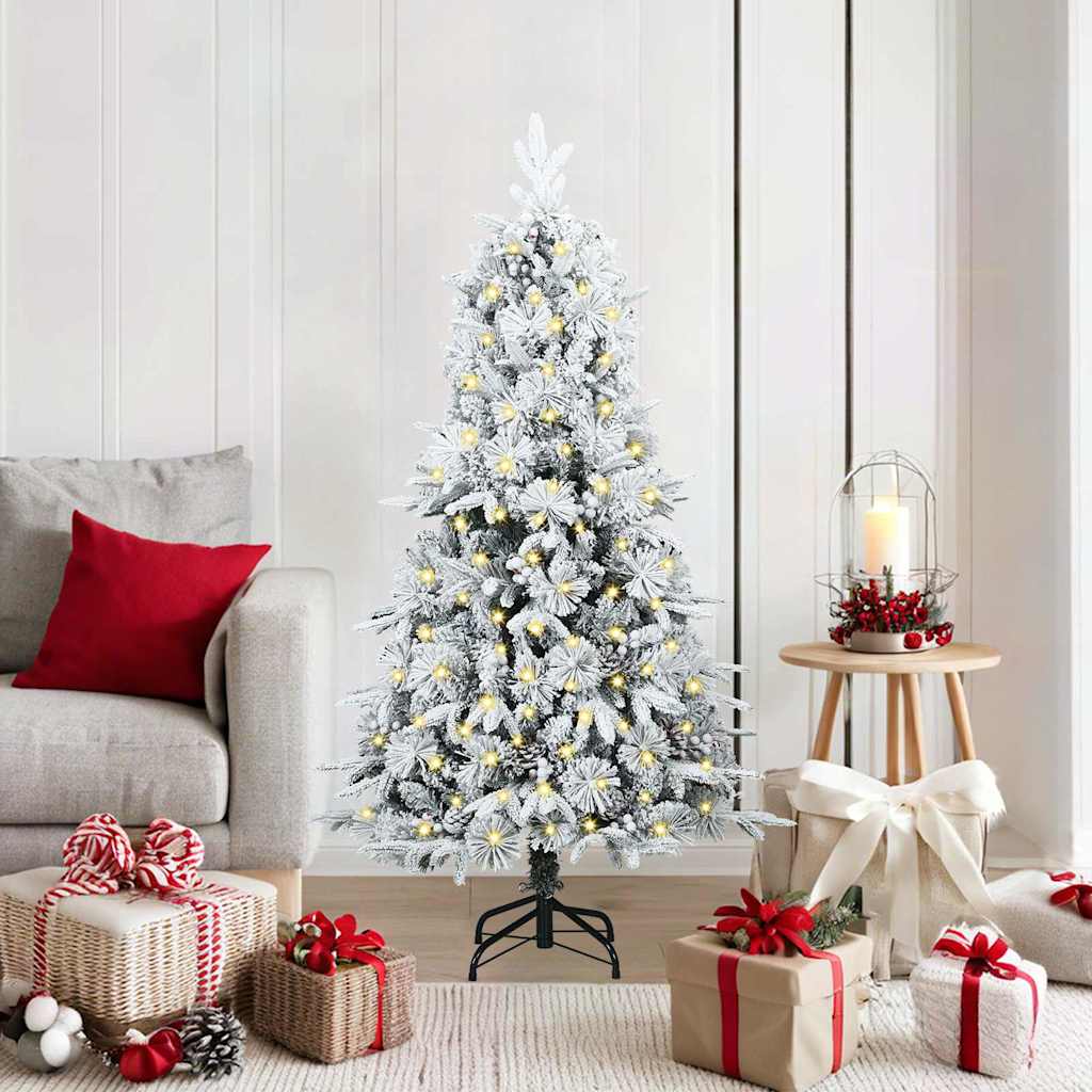 Albero di Natale Artificiale con Rami Pieghevoli Bianco 150 cm