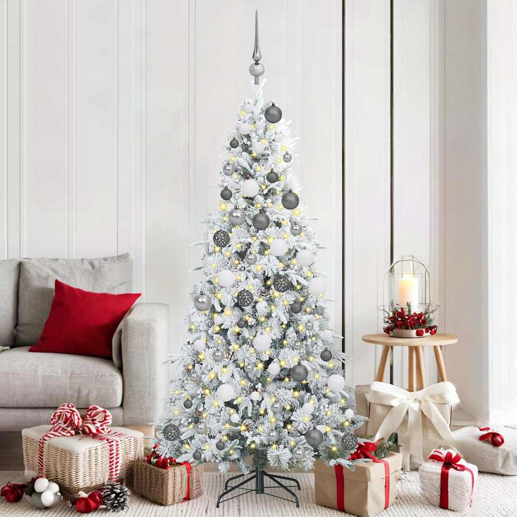 Albero di Natale Artificiale con Rami Pieghevoli Bianco 180 cm