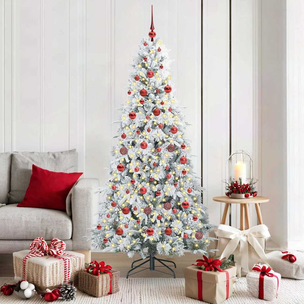 Albero di Natale Artificiale con Rami Pieghevoli Bianco 180 cm