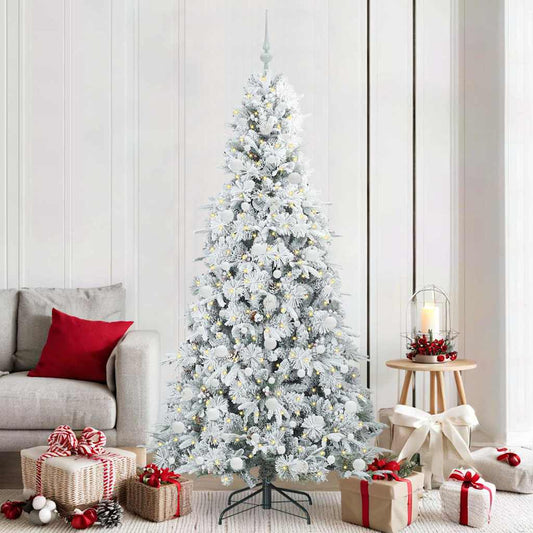 Albero di Natale Artificiale con Rami Pieghevoli Bianco 210 cm