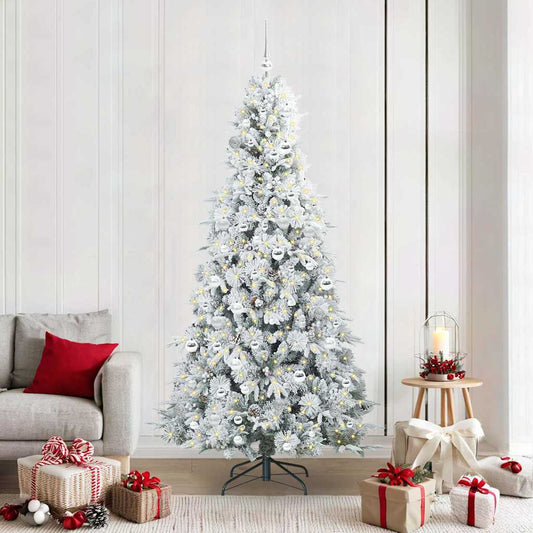 Albero di Natale Artificiale con Rami Pieghevoli Bianco 210 cm