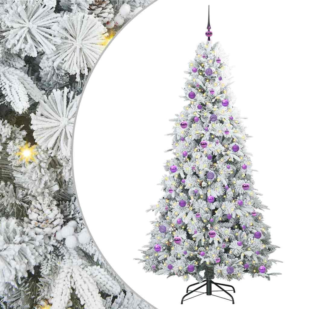 Albero di Natale Artificiale con Rami Pieghevoli Bianco 210 cm
