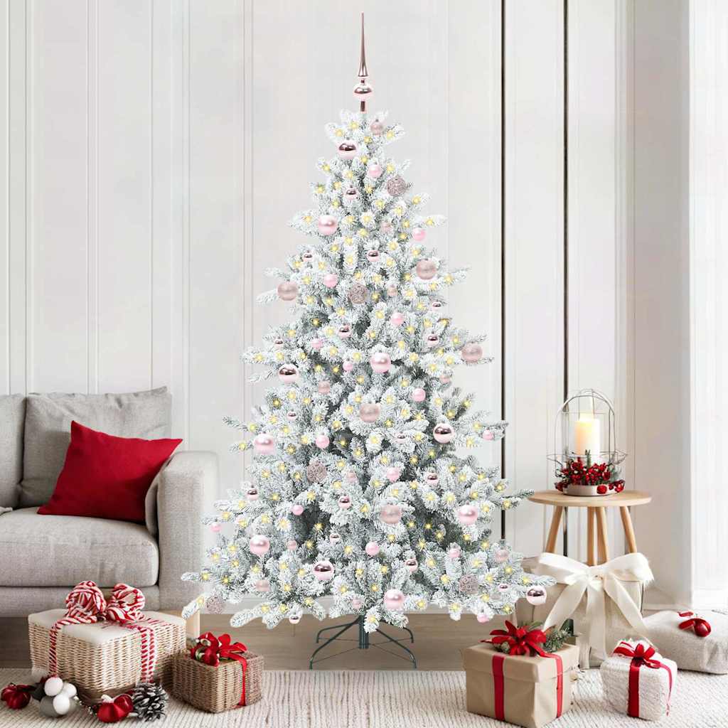 Albero di Natale Artificiale con Rami Pieghevoli Bianco 180 cm