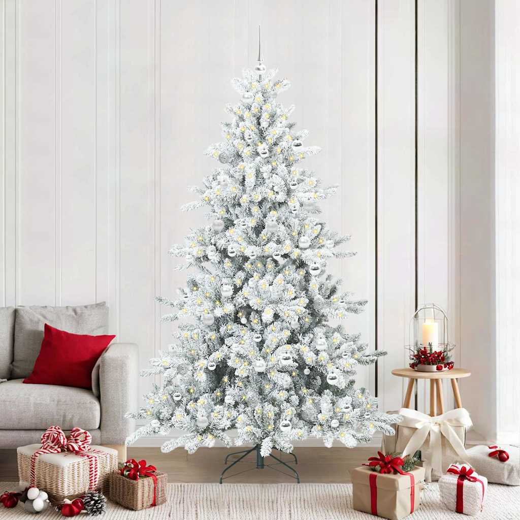 Albero di Natale Artificiale con Rami Pieghevoli Bianco 210 cm
