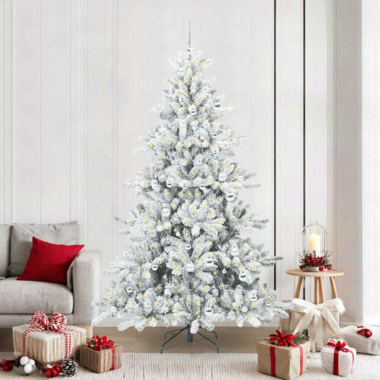 Albero di Natale Artificiale con Rami Pieghevoli Bianco 210 cm