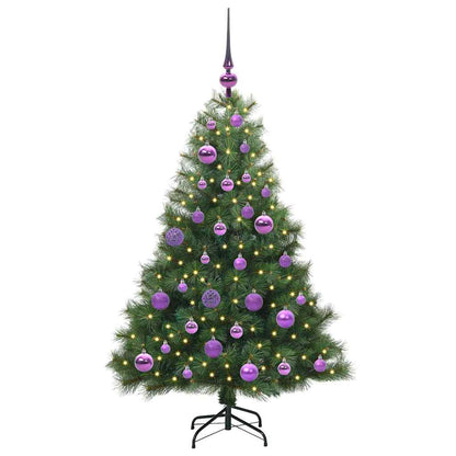 Albero di Natale artificiale con 150 LED Verde 120 cm PE e PVC