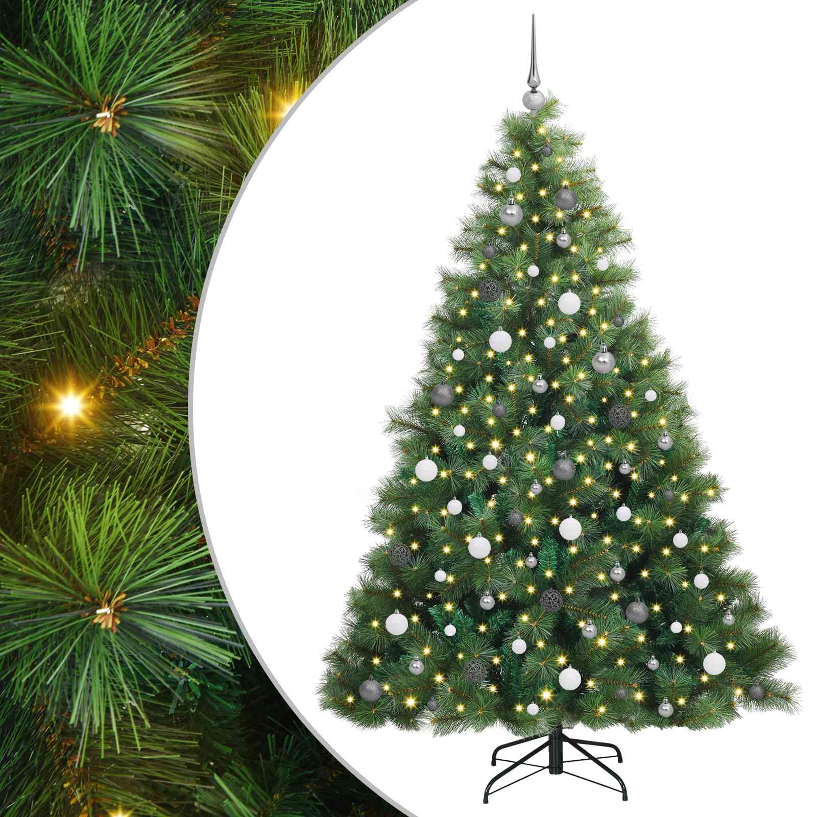 Albero di Natale artificiale con 300 LED Verde 210 cm PE e PVC | homemem39