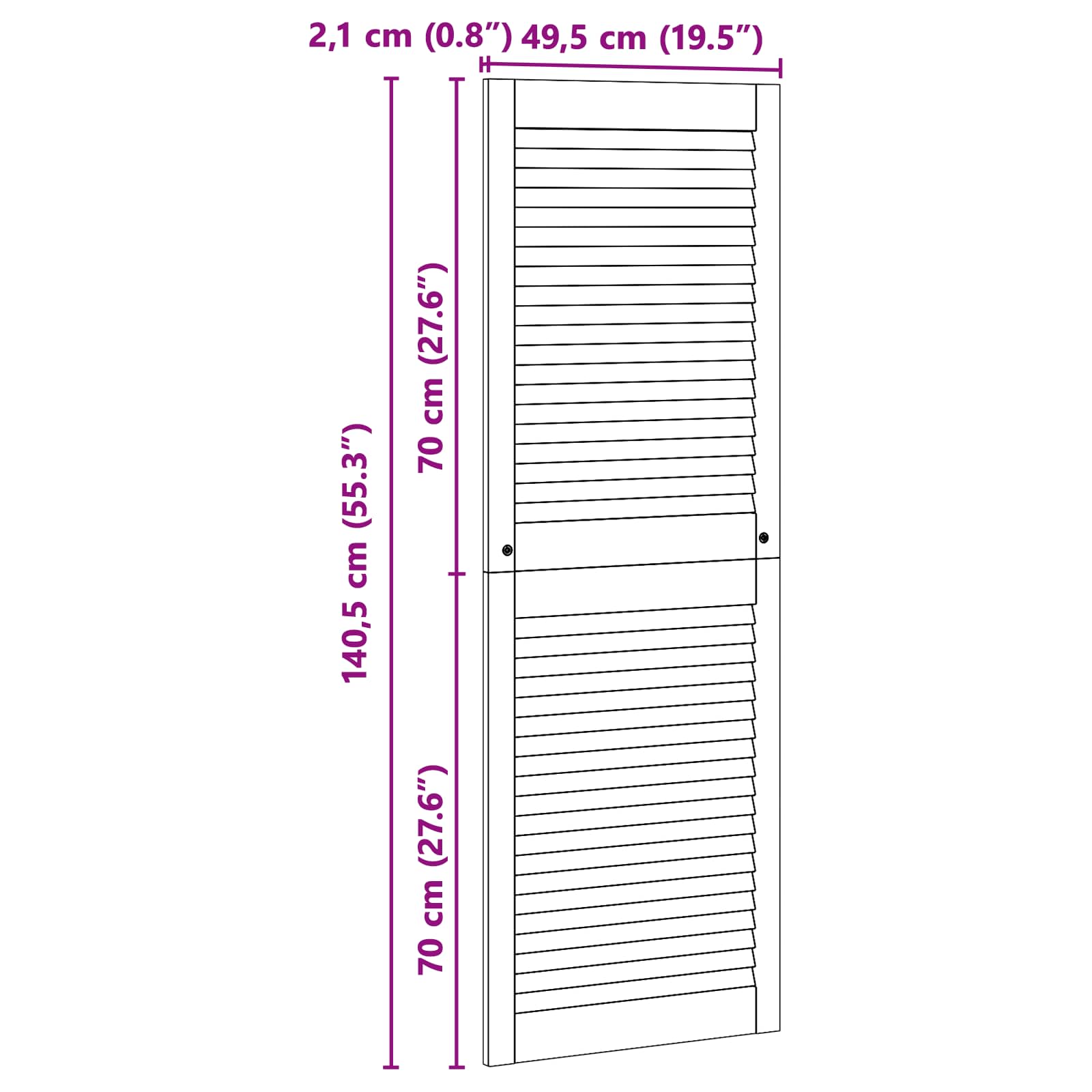 Porta per Armadio 2 pcs Naturale 49,5 x 2,1 x 140,5 cm | homemem39