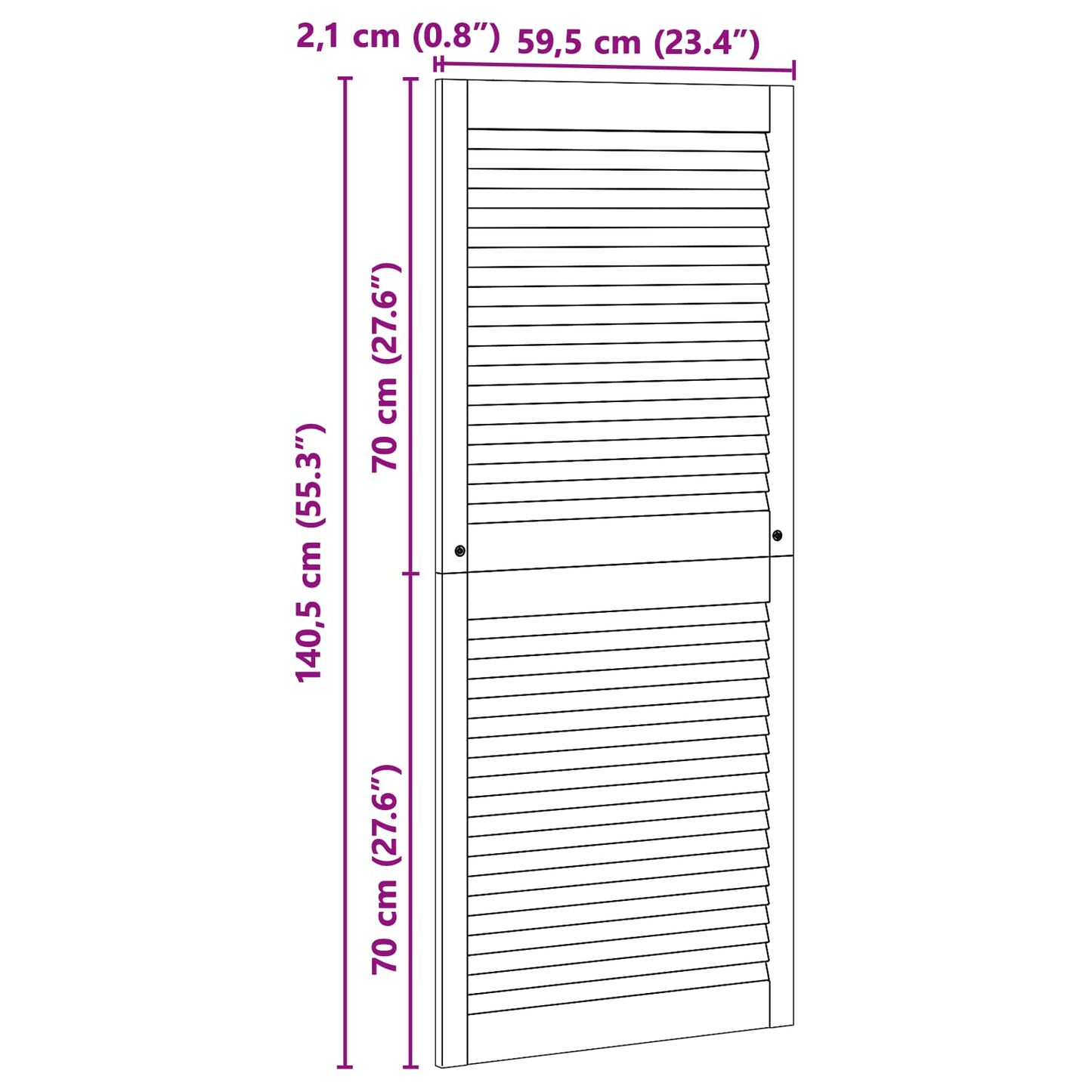 Porta per Armadio 2 pcs Naturale 140,5 x 2,1 x 59,5 cm