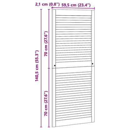 Porta per Armadio 2 pcs Naturale 140,5 x 2,1 x 59,5 cm