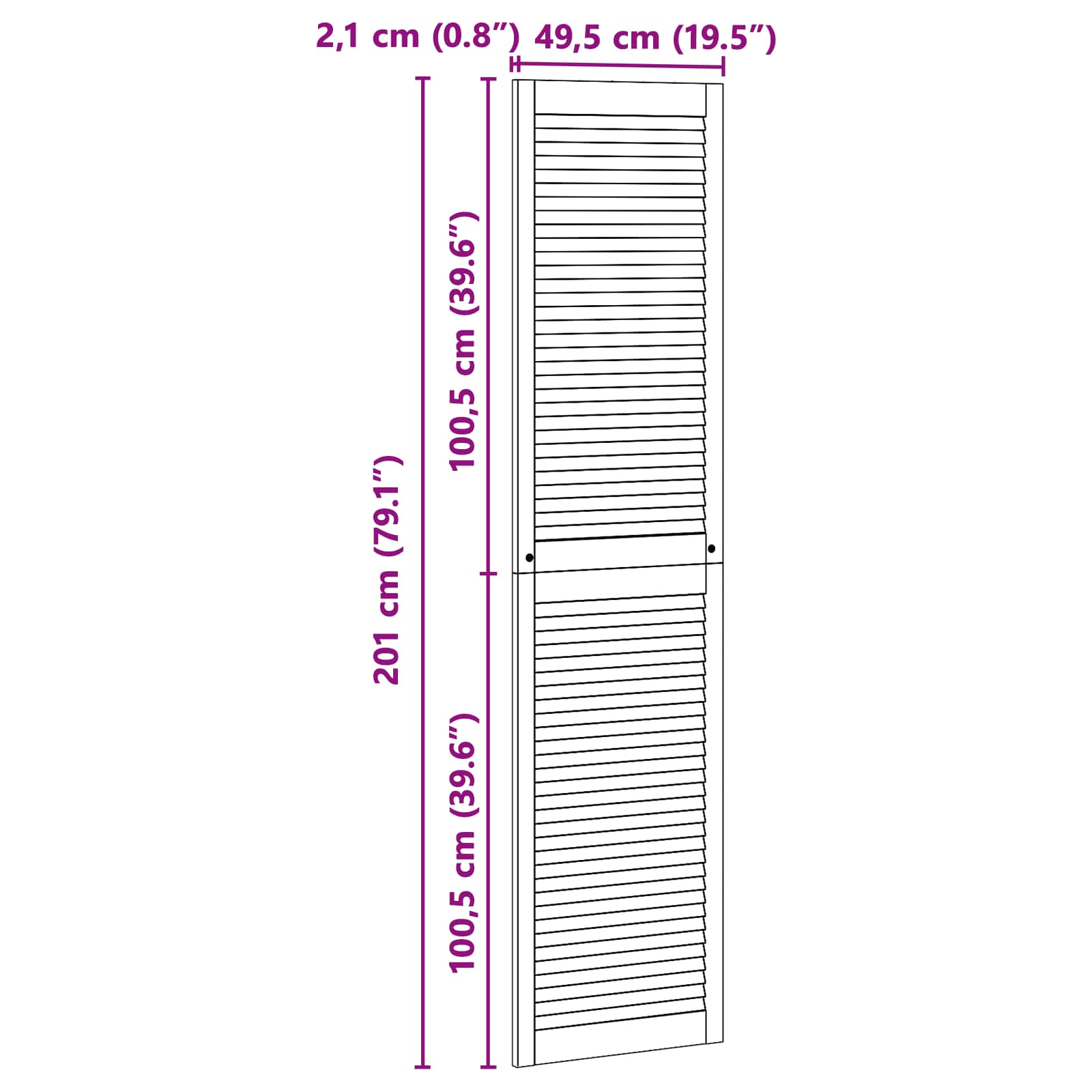 Porta per Armadio con porta 2 pcs Naturale 201 x 2,1 x 49,5 cm | homemem39