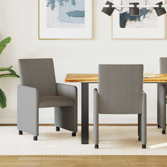 Sedie da Pranzo con Ruote 2 pcs Grigio chiaro 57 x 66 x 94 cm