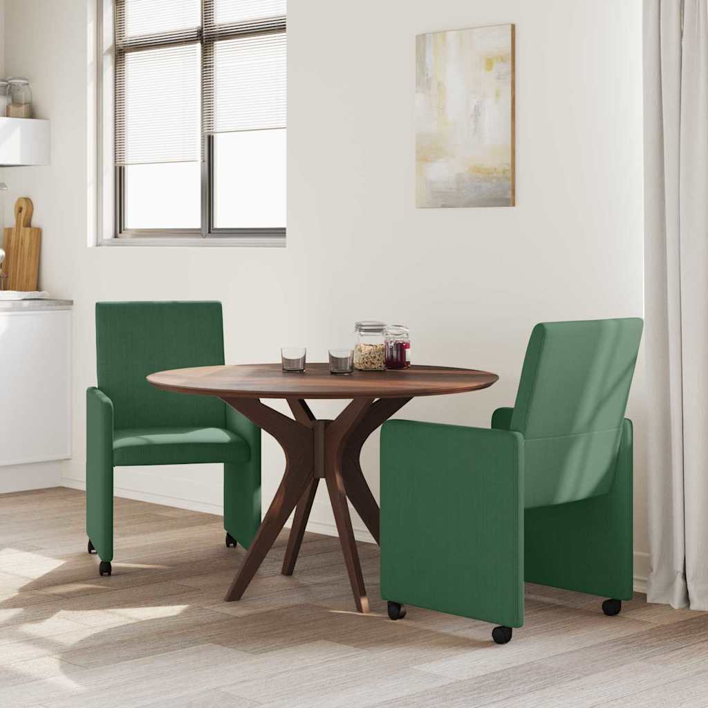 Sedie da Pranzo con Ruote 2 pcs Grigio verde 57 x 66 x 94 cm