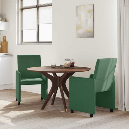 Sedie da Pranzo con Ruote 2 pcs Grigio verde 57 x 66 x 94 cm