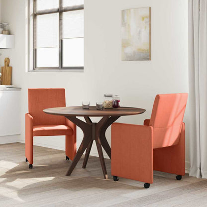 Sedie da Pranzo con Ruote 2 pcs Rosso arancio 57 x 66 x 94 cm