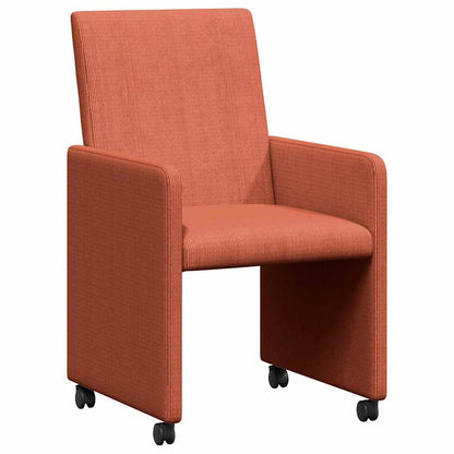 Sedie da Pranzo con Ruote 2 pcs Rosso arancio 57 x 66 x 94 cm